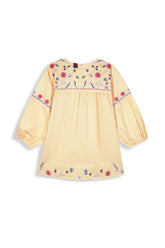 Peach Embroidered Khaddar Top for Girls | Winter Floral Tunic
